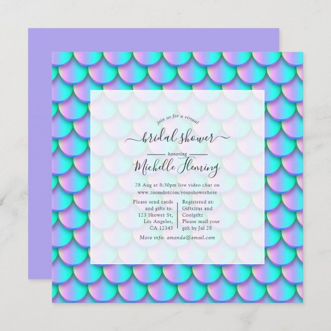 Mermaid Scales Virtual Shower Invitation (Front/Back)