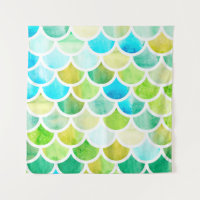 Mermaid scales. Watercolor fish scales. Bright sum