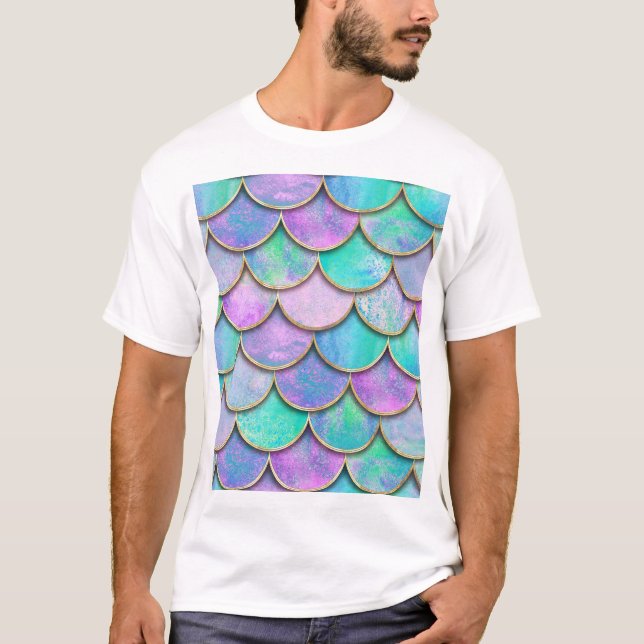Mermaid scales: watercolor wave pattern. T-Shirt (Front)