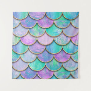 Mermaid scales: watercolor wave pattern. tapestry