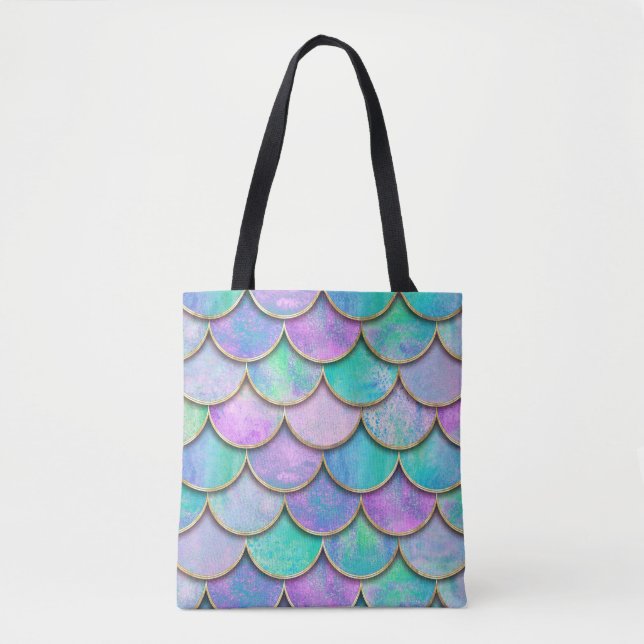 Mermaid scales: watercolor wave pattern. tote bag (Front)