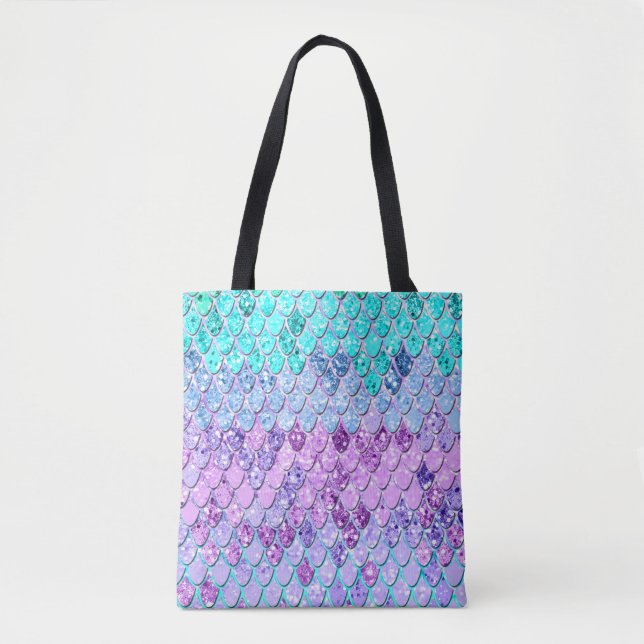 Mermaid Scales with Unicorn Girls Glitter #9 Tote Bag (Front)
