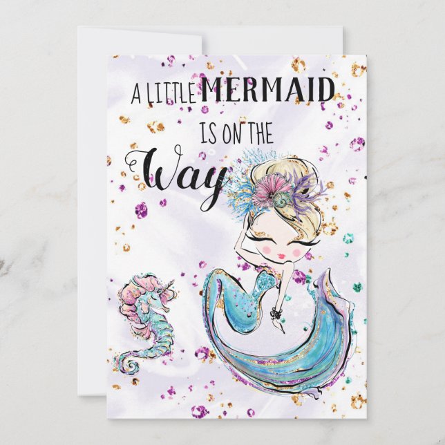 ~ Mermaid Sea Horse Unicorn Baby Shower Invitation (Front)