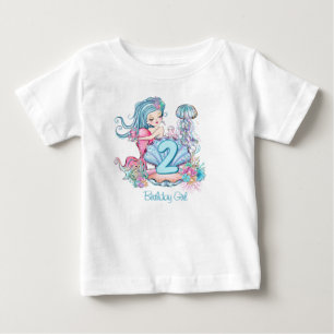 Mermaid Sea Life Birthday Party with Custom Age Baby T-Shirt