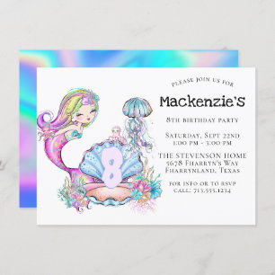 Mermaid Sea Life Birthday Party with Custom Age Invitation