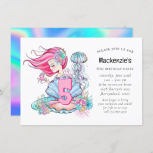 Mermaid Sea Life Birthday Party with Custom Age Invitation