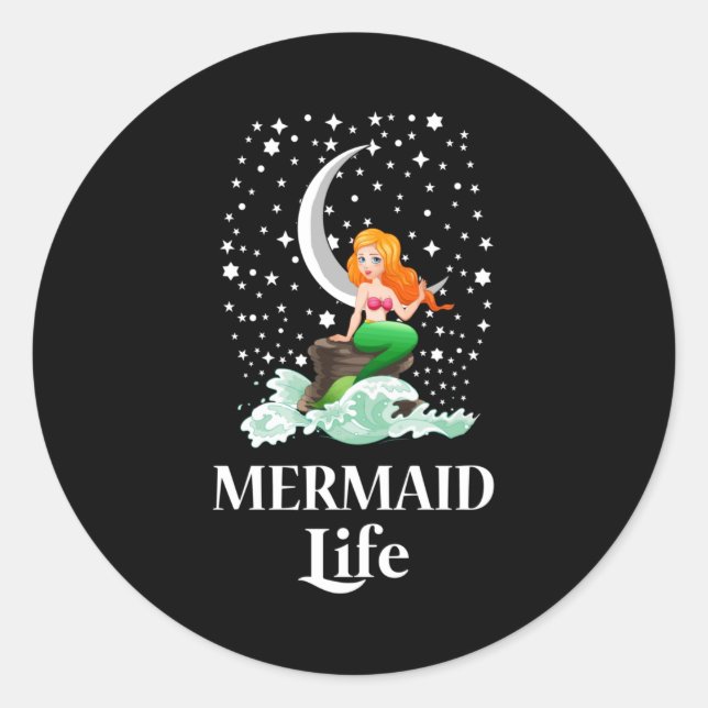 Mermaid Sea Mermaids Girl Funny Birthday Gift Idea Classic Round Sticker (Front)