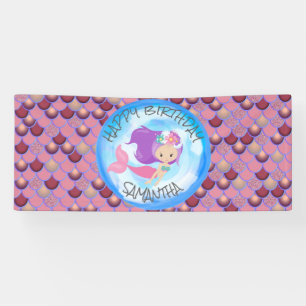 Mermaid Sea Purple Pink Scales Banner