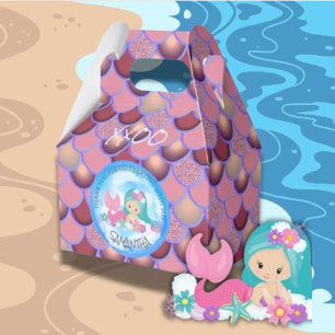 Mermaid Sea Purple Pink Scales Thank You Favour Bo Box