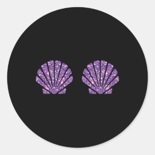 Mermaid Sea Shell Bra Costume Halloween Design Classic Round Sticker