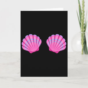 Mermaid Sea Shell Bra Halloween Costume Tee Pink S Card