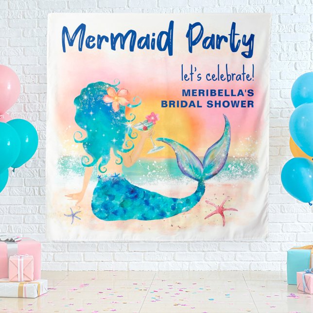 Mermaid Sea Tropical Beach Photo Backdrop Tapestry (Creator Uploaded)