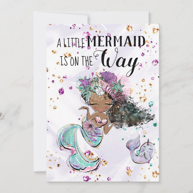 ~ Mermaid Sea Unicorn Baby Girl Shower Invitation (Front)