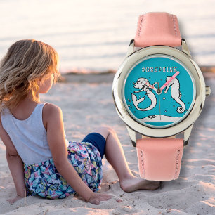 Mermaid Seahorse Name Template Kids  Watch