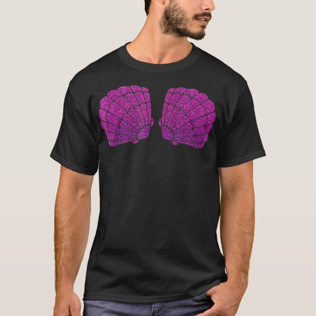 Mermaid Seashell Bra Purple Violet  T-Shirt (Front)