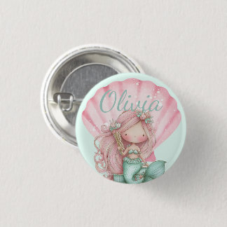 Mermaid Seashell Lovers Name  3 Cm Round Badge