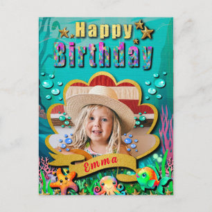 Mermaid, Seashell, Sea Animals Friends, Coral Reef Postcard