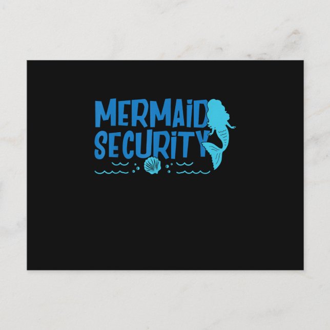 Mermaid Security - Funny Swimming Gift Announcement Postcard (Front)