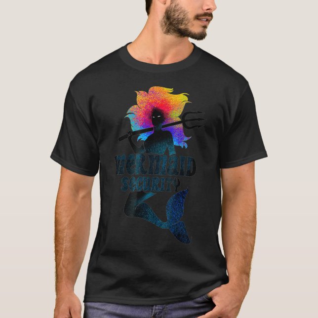 Mermaid Security Halloween Costume Gift Tee  (Front)