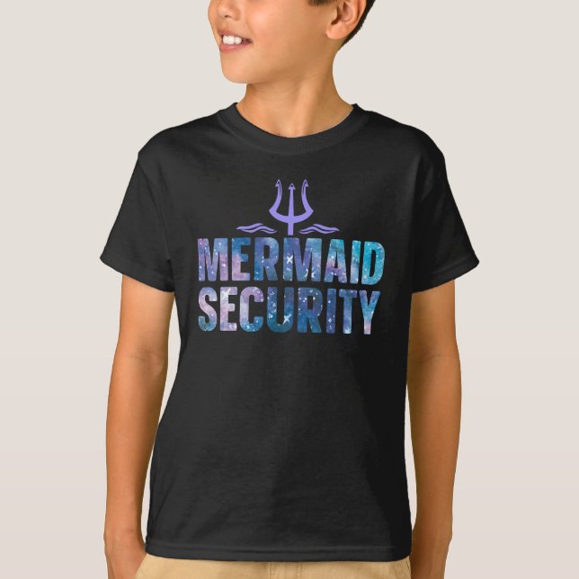 Mermaid Security Matching Mermaid Birthday Party T-Shirt (Front)