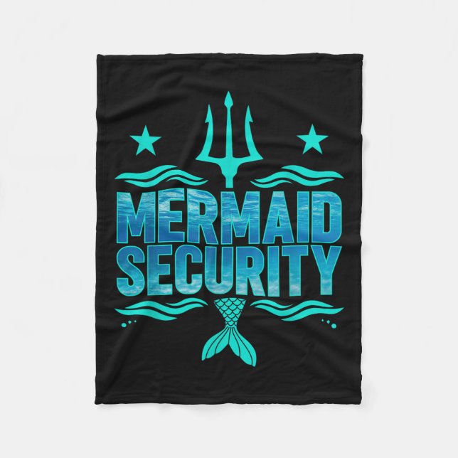 Mermaid Security Squad Matching Trident Birthday L Fleece Blanket (Front)