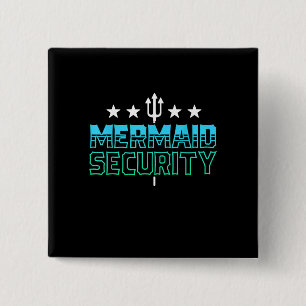 Mermaid Security Swim Team Gift Swimmer Swimming 15 Cm Square Badge