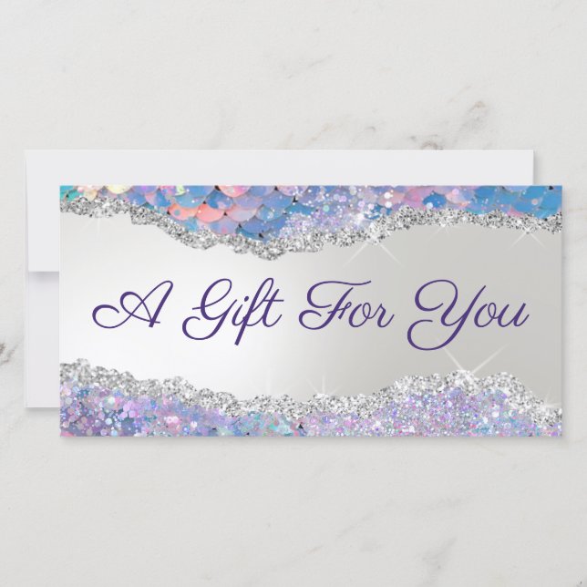 Mermaid sequin faux foil gift certificate (Front)