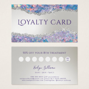 Mermaid sequin faux foil loyalty card
