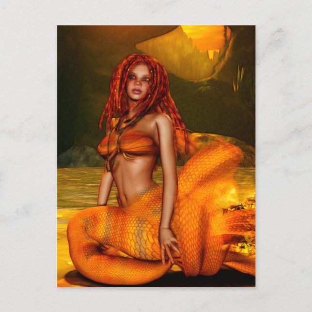 Mermaid Series "Coraleen" Fantasy Art Postcard (Front)