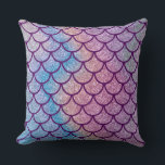 Mermaid Shimmer Scale Throw Pillow<br><div class="desc">Dive into the most enchantingly beautiful depths of an iridescent fantasy ocean with the Mermaid Shimmer Scale throw pillow! A breathtaking cascade of perfectly layered mermaid scales in the most dreamily gorgeous palette of aqua blue, rose gold, soft pink, lavender, and pearlescent silver shimmer and sparkle across every single inch...</div>