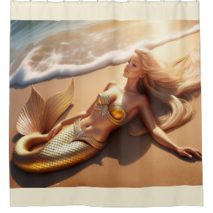 Mermaid Shoreline Shower Curtain