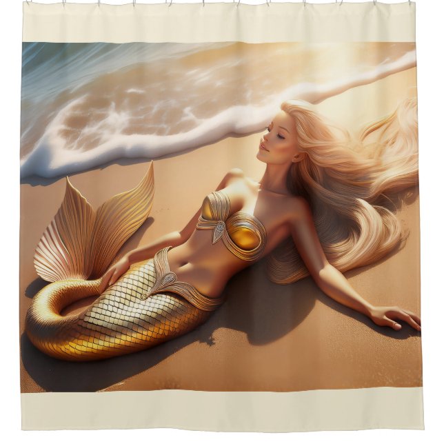 Mermaid Shoreline Shower Curtain (Front)