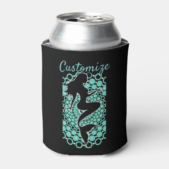 Mermaid Silhouette in Bubbles Thunder_Cove Can Cooler (Can Front)