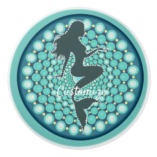 Mermaid Silhouette in Bubbles Thunder_Cove Cerami Ceramic Knob