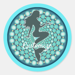 Mermaid Silhouette in Bubbles Thunder_Cove Classic Classic Round Sticker