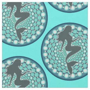 Mermaid Silhouette in Bubbles Thunder_Cove  Fabric