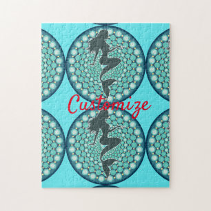 Mermaid Silhouette in Bubbles Thunder_Cove  Jigsaw Jigsaw Puzzle