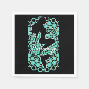 Mermaid Silhouette in Bubbles Thunder_Cove  Napkin