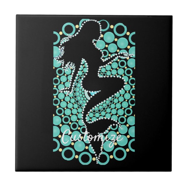 Mermaid Silhouette in Bubbles Thunder_Cove Tile (Front)