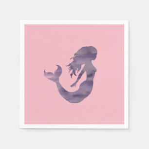 Mermaid Silhouette Purple Painting Napkin