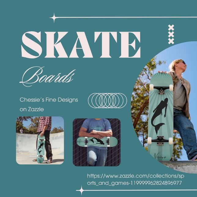 Mermaid Silhouette Sun Ray Skateboard (Creator Uploaded)