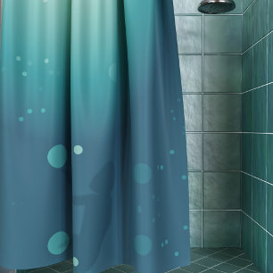 Mermaid Silhouette Swims Underwater Teal Green Shower Curtain