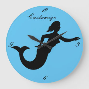 Mermaid Silhouette Thunder_Cove Large Clock
