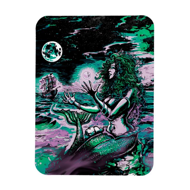 Mermaid Siren Atlantis Pearl Magnet (Vertical)