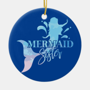 Mermaid Sister Beach Party Gift Ceramic Tree Decoration
