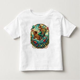 Mermaid sitting on a rock with a open treasured  toddler T-Shirt