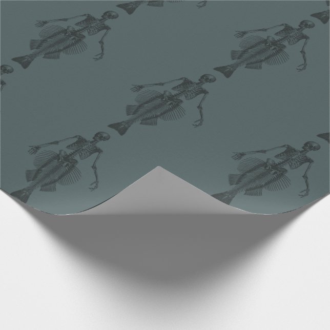 Mermaid Skeleton Dark Wrapping Paper (Corner)