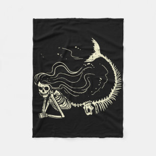 Mermaid Skeleton Halloween Costume Women Girls Fleece Blanket