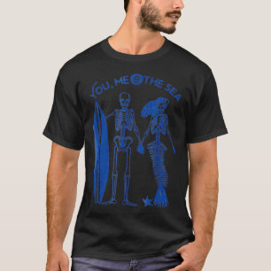 Mermaid Skeleton Island Surf  Skull Graphic Tee 