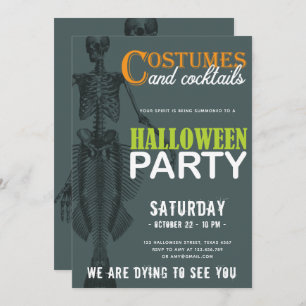 Mermaid Skeleton Modern Halloween Party Invitation